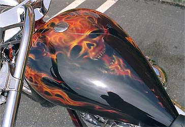 airbrushed skull and flames