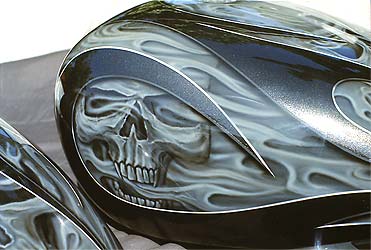 a mix of flames and airbrush