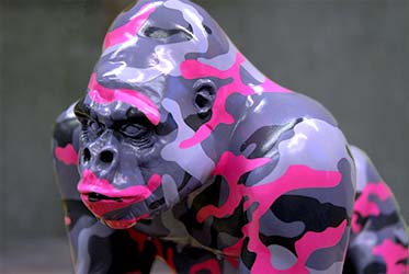camouflage custom paint gorila sculpture