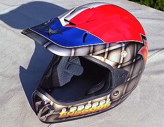 custom Hotwheels paint on racing helmet
