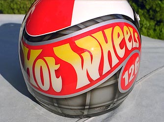 hot wheels logo on racing helmet