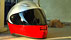 helmets two tone red and silver