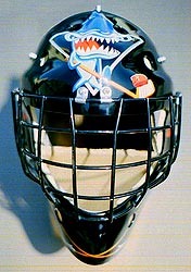 character art on hockey helmet