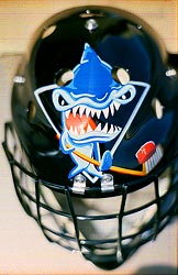 character art on hockey helmet