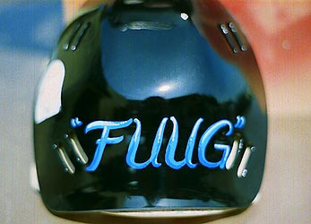 hand lettering on helmet