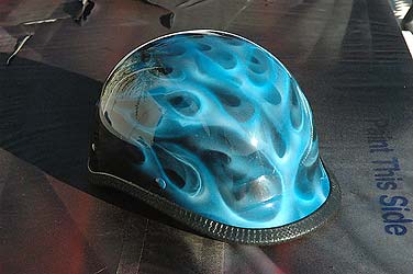 blue truefire flames on helmet