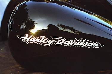 silver leaf lettering on Harley Davidson tank