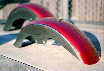 gunmetal grey scallops on candy apple red  motorcycle fenders