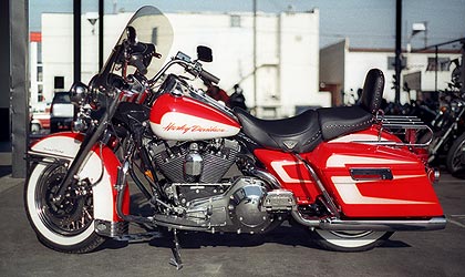 classiic two-tone paint Harley Davidson bagger motorcycle