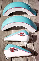 50s look classiic two-tone paint Harley Davidson motorcycle parts
